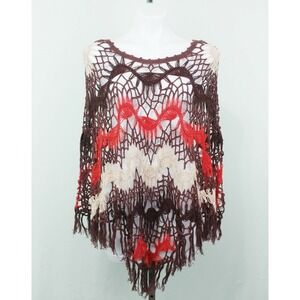 Say What? Women Sweater, Size One Size, Brown Multi, 55% Ramie, 45% Cotton